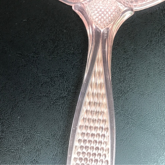 Vintage Celluloid Floral Mirror Vanity Handled Dainty Pretty Flower Mirror Pink - Picture 4 of 13